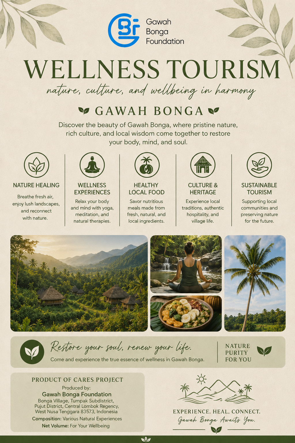 Integrated wellness and eco-tourism activities in Desa Tumpak, Lombok, Indonesia